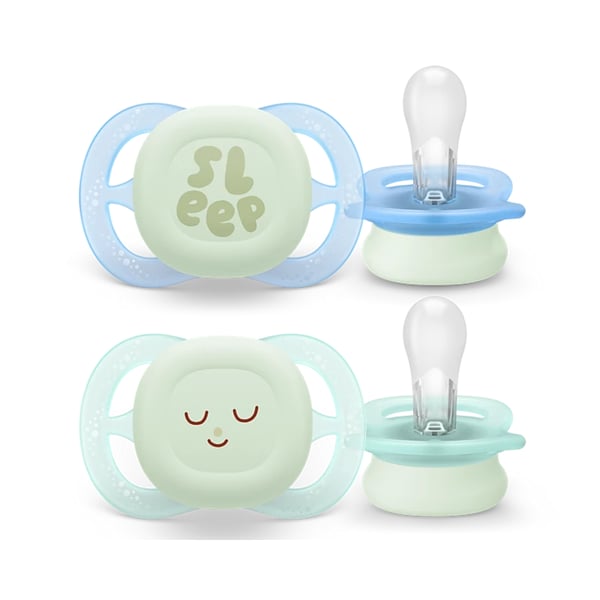 Philips Avent Chupete Ultra Start Decorativo Azul/Verde 0-2M X2
